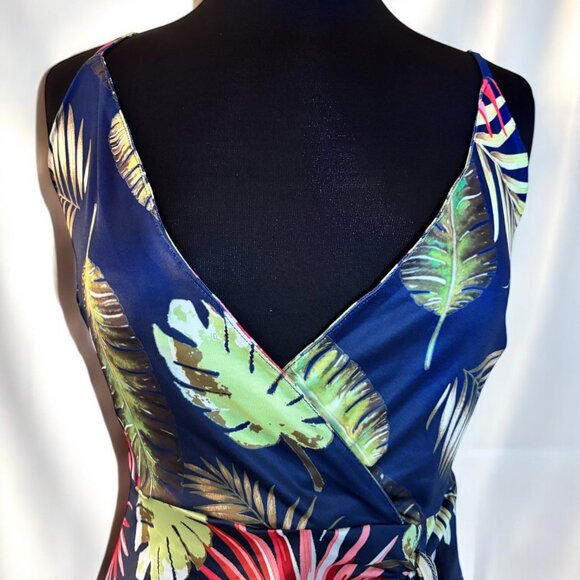 Floral Print Women Short V Neck Mini Dress - Picture 4 of 7